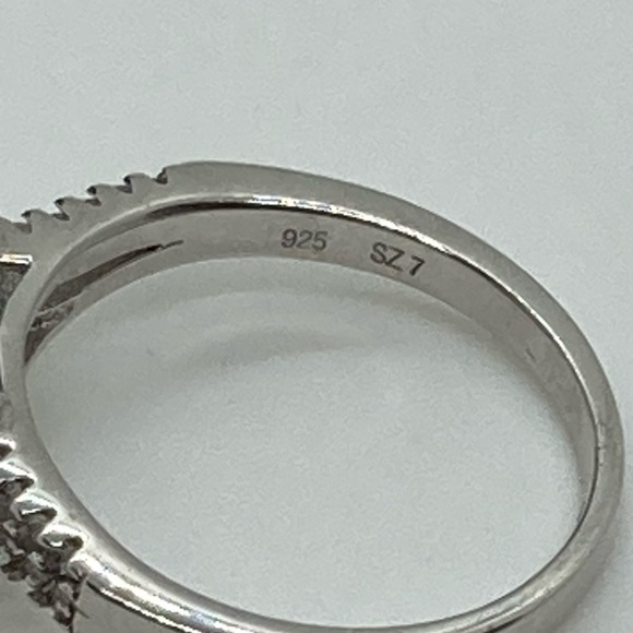 Sterling Silver 925 Double Halo CZ Stone Band Split Shank Ring | Size 7 - Picture 8 of 12